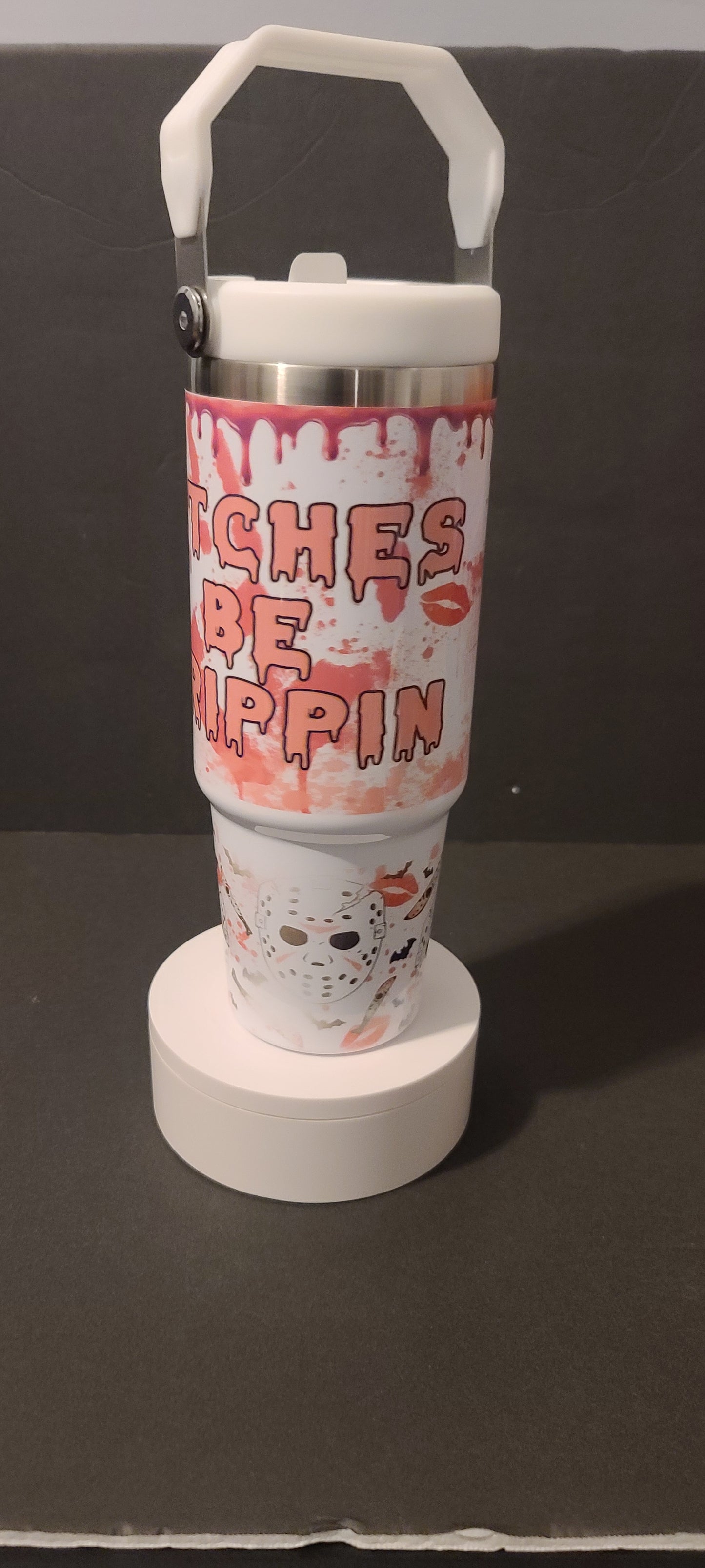 B**** be trippin 30oz flip top tumbler