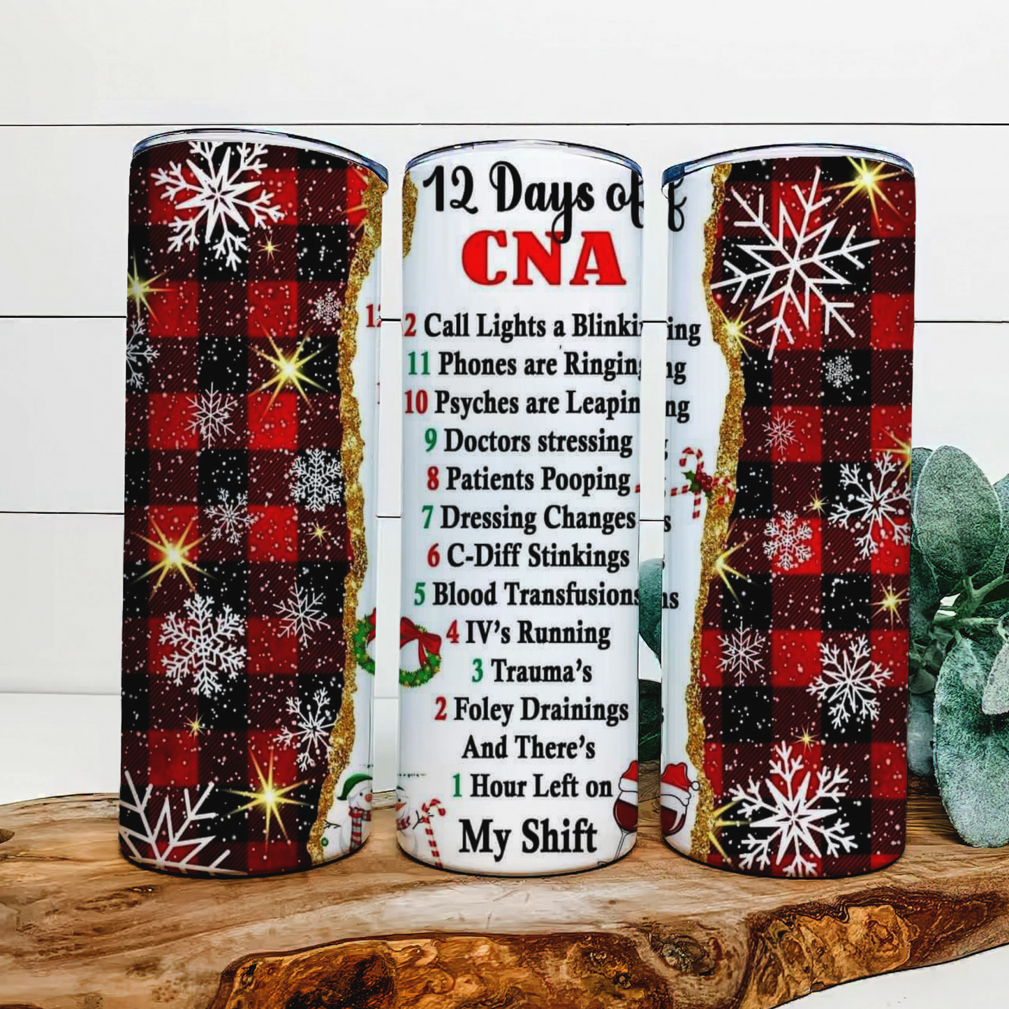 20oz 12 Days of CNA Christmas tumbler
