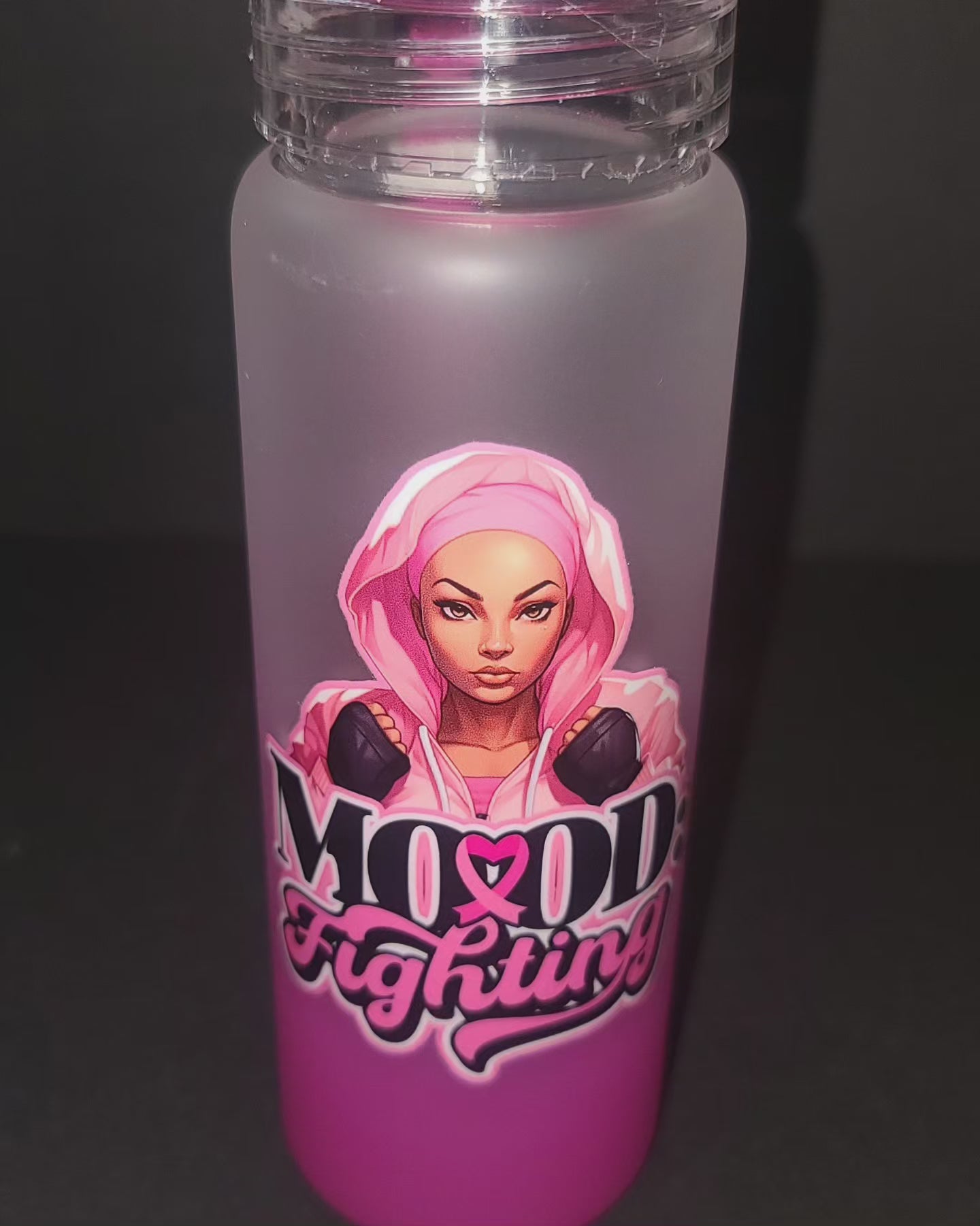 Mood: Fighter glass water bottle