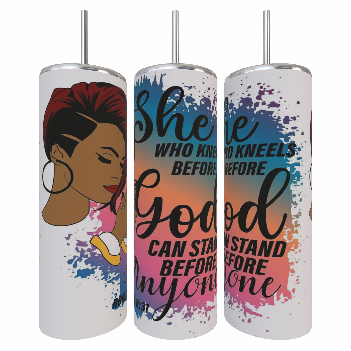 20oz She who kneels stainless steel tumbler