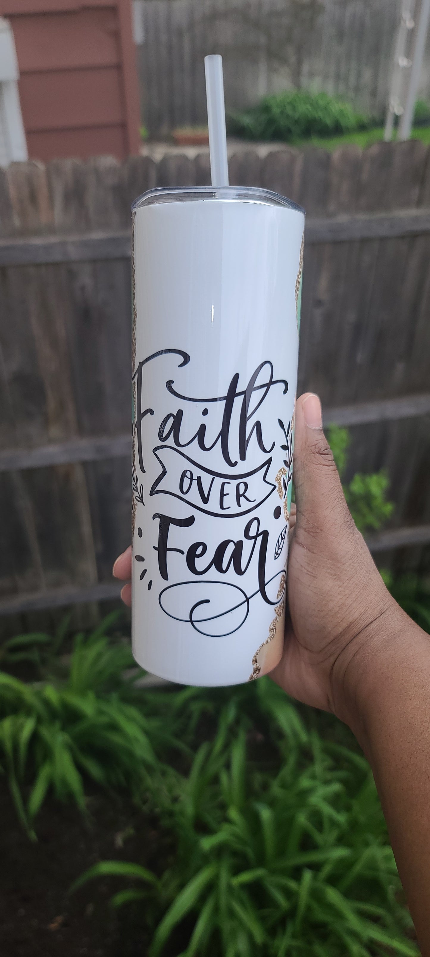 20oz Faith over fear stainless steel tumbler