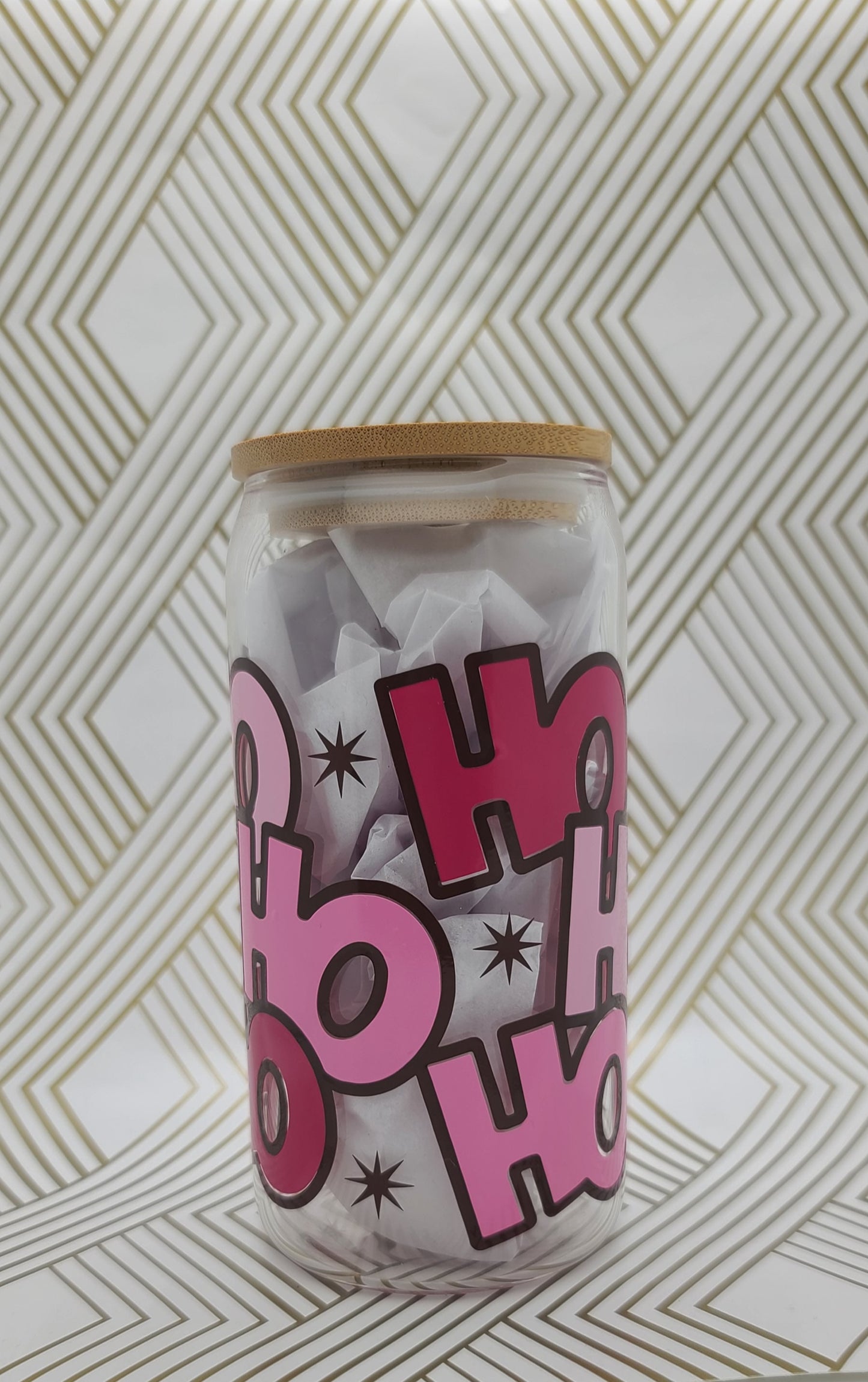 16oz HO HO HO glass can