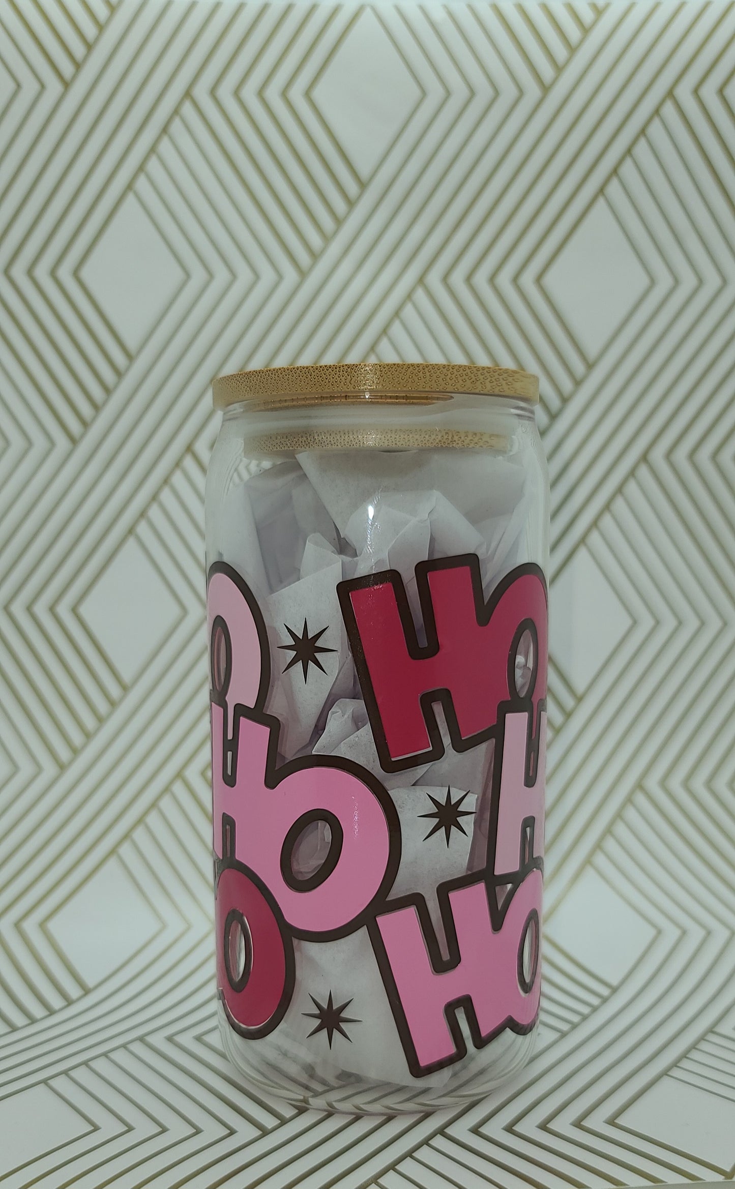 16oz HO HO HO glass can