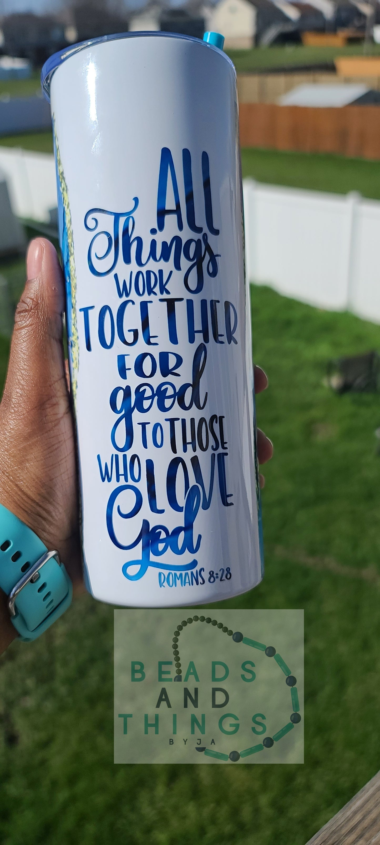 20oz skinny tumbler with scripture
