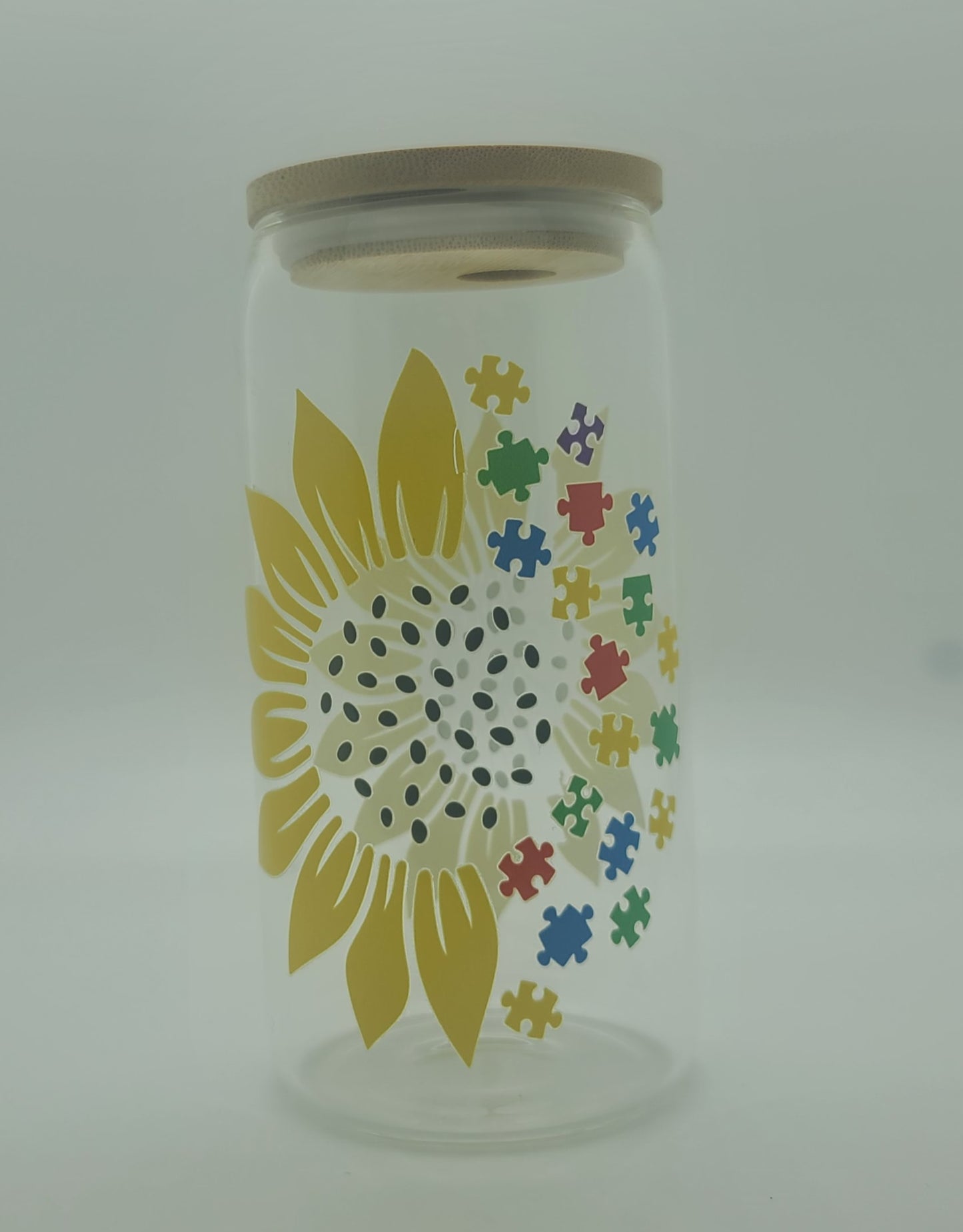 Autisim sunflower glass can