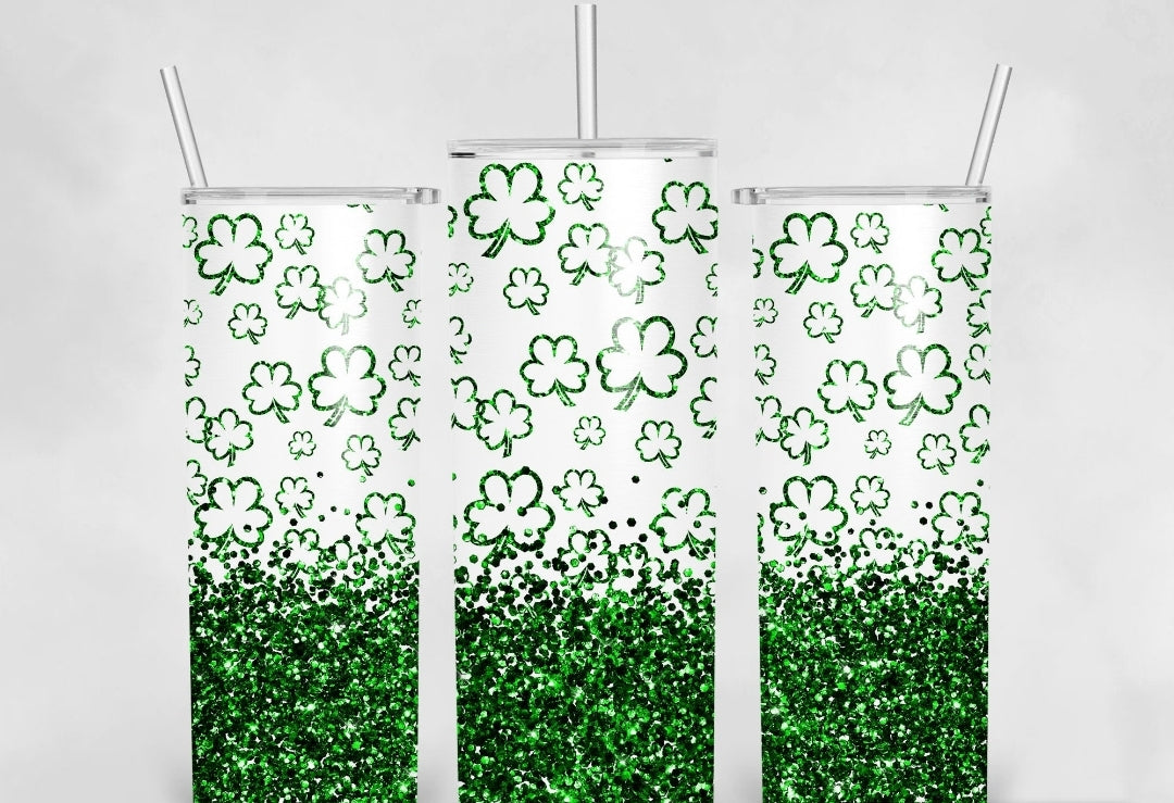 4 leaf clover faux glitter tumbler