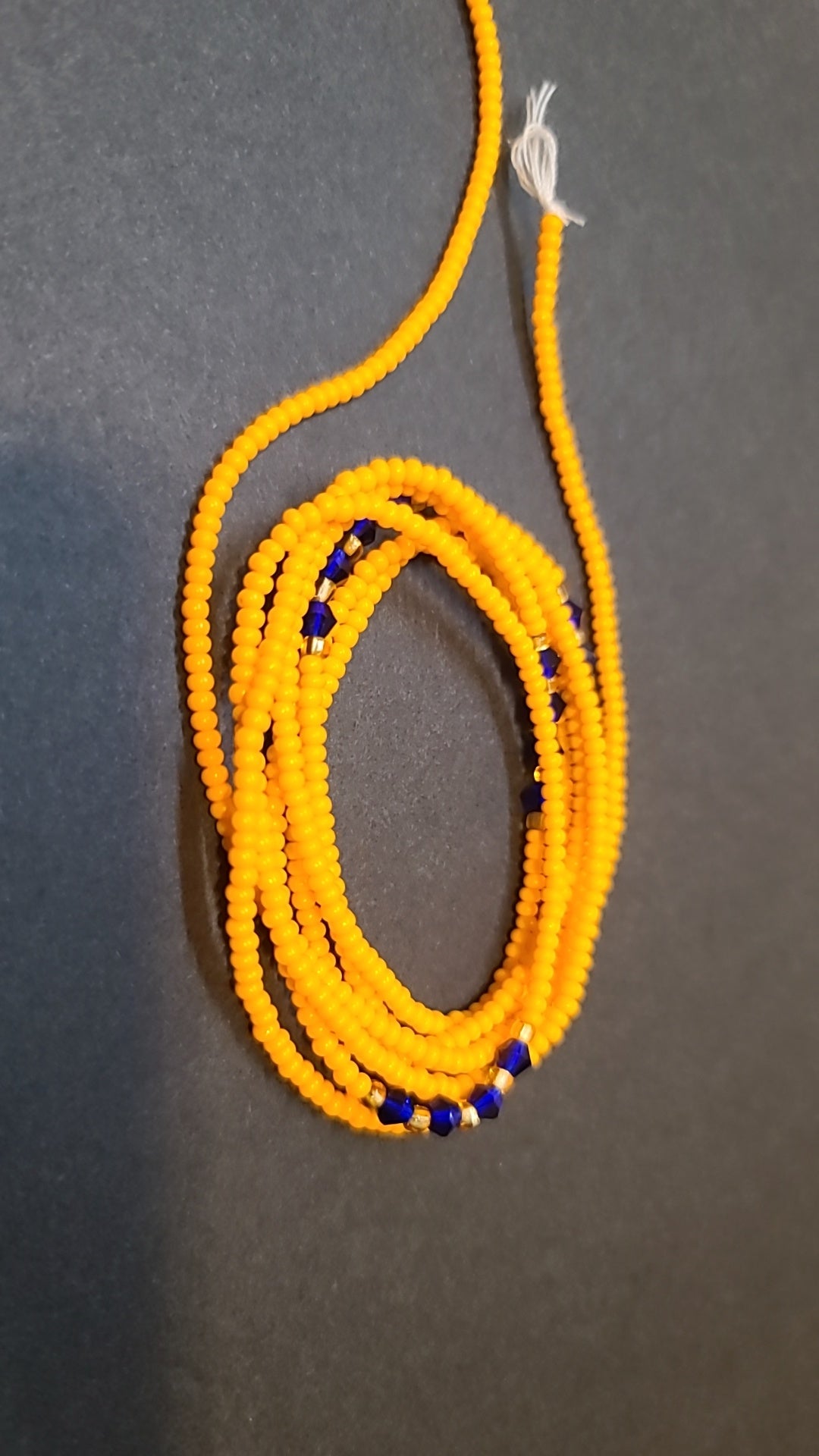 Yellow blue gold Waistbeads