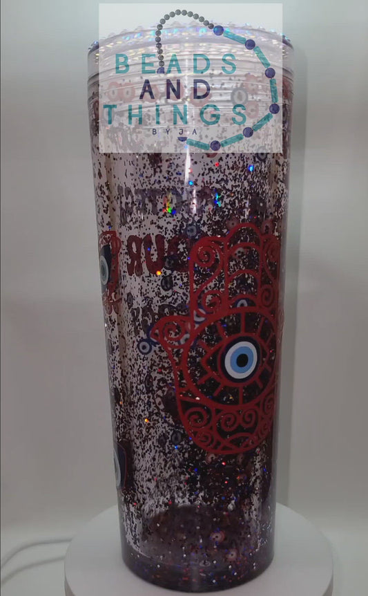 Evil Eye snowglobe tumbler