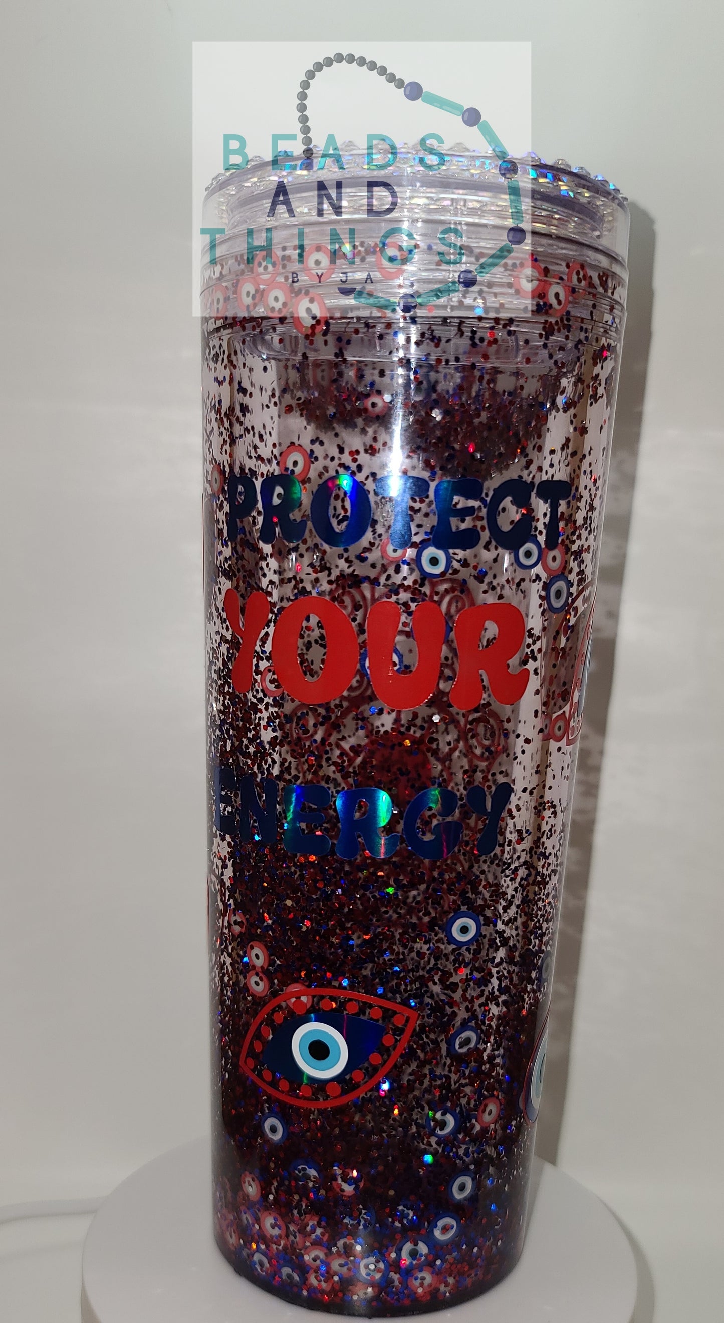 Evil Eye snowglobe tumbler