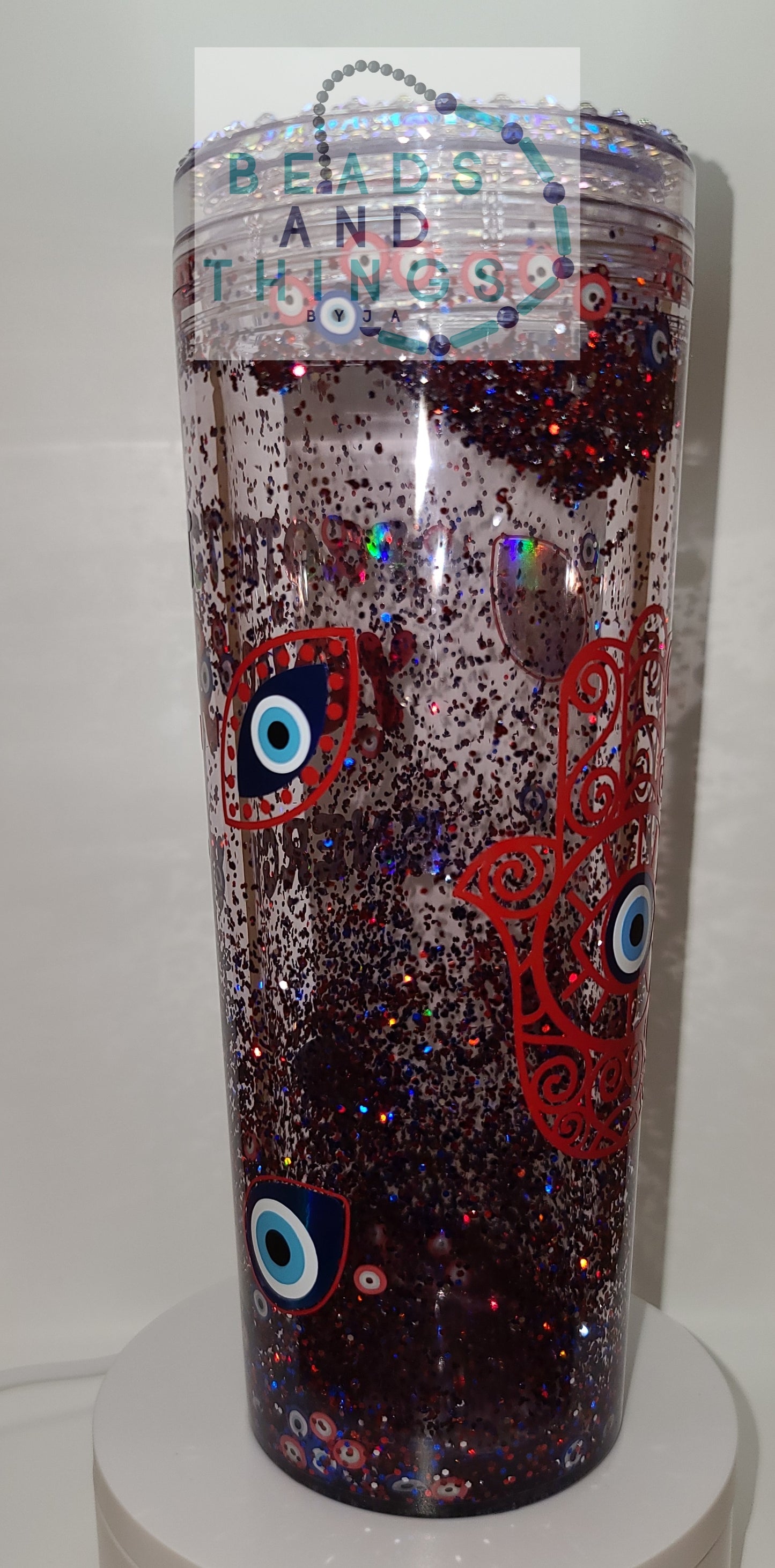 Evil Eye snowglobe tumbler